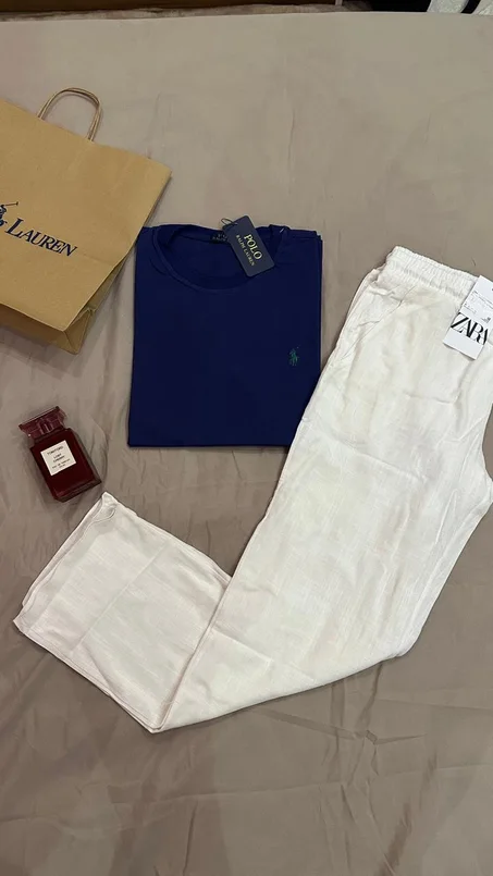 PACK BLEU MARINE t-shirt RL+ pant en lin