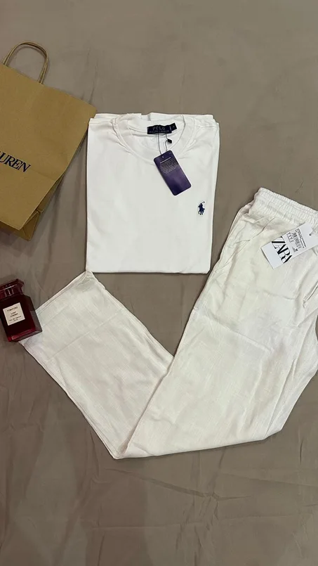 PACK BLANC t-shirt RL+ pant en lin