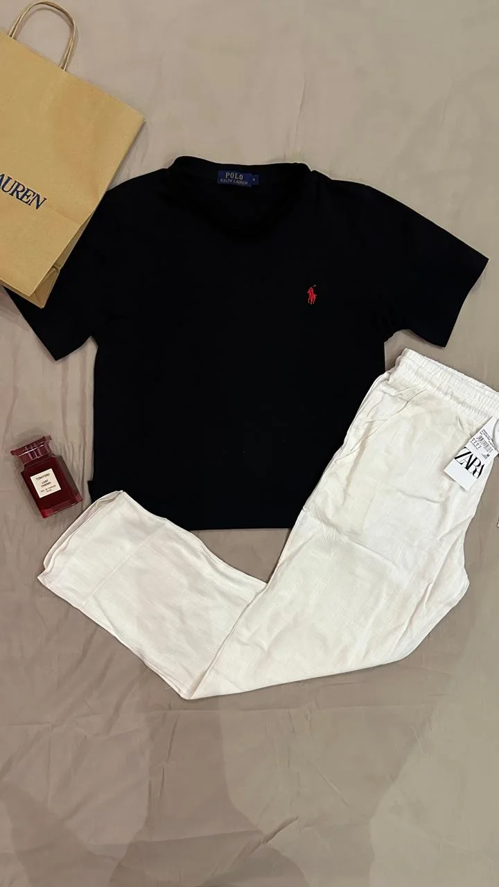 PACK NOIR T-shirt RL +  Pant en lin