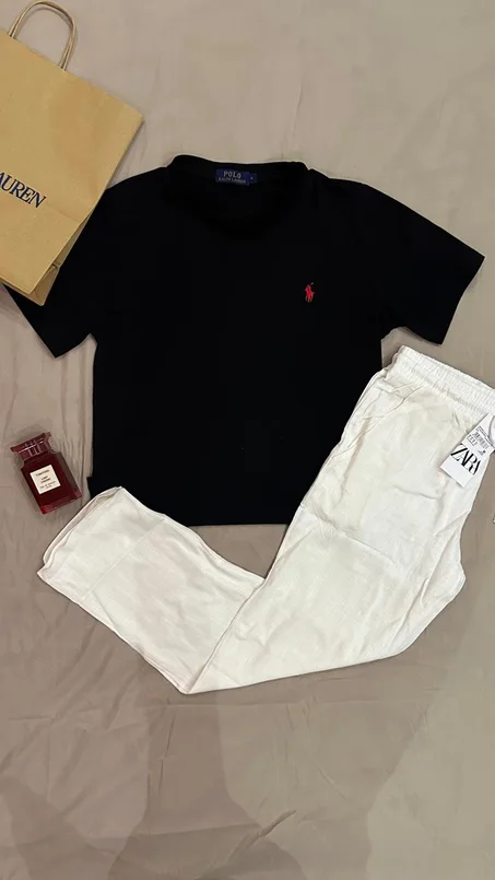 PACK NOIR T-shirt RL +  Pant en lin