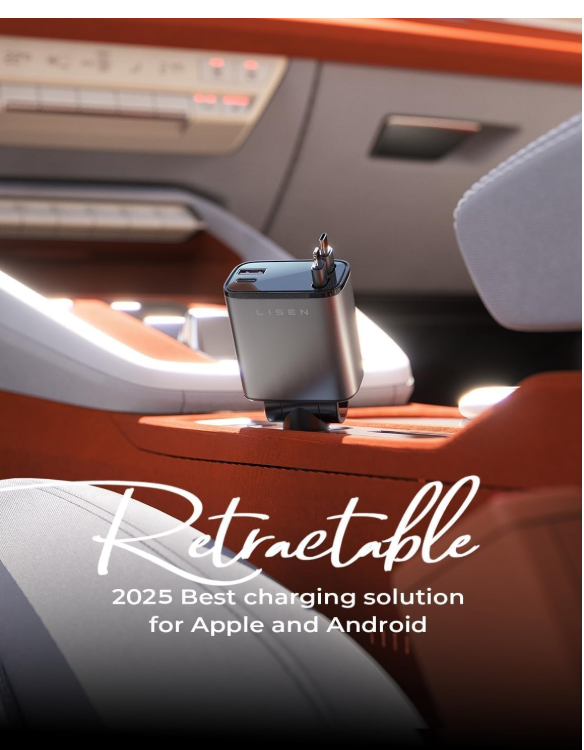 ليسين شاحن سيارة قابل للسحب [محول ملحقات سيارة USB C بقدرة 69 واط] لايفون 16 شاحن USB C سريع الشحن، هدايا اساسية السفر للنساء والرجال، اساسيات الرحلات...