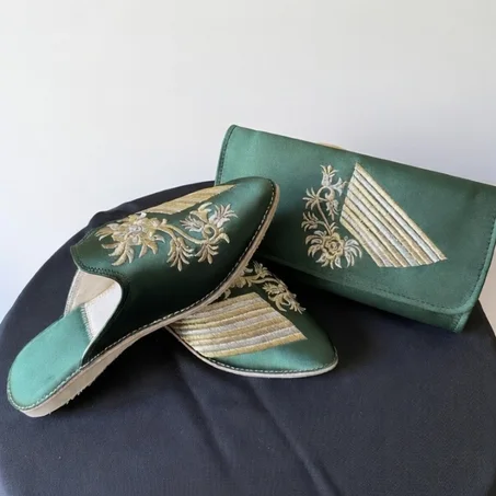Babouche Zahra Vert Foncé | شربيل زهرة أخضر داكن