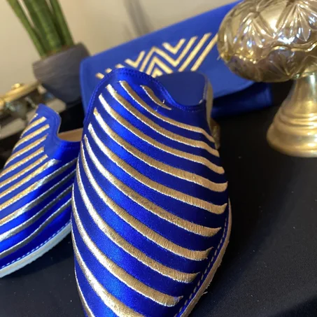 Babouche Amwaj Bleu Royal | شربيل أمواج أزرق ملكي