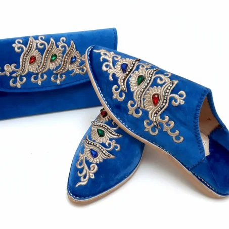 Babouche Aouina Bleu Royal | شربيل عوينة  أزرق ملكي