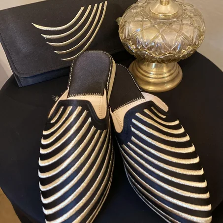 Babouche Amwaj Noir | شربيل أمواج أسود