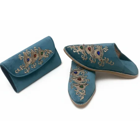 Babouche Aouina Bleu Turquoise Doux | شربيل عوينة أزرق فيروزي ناعم