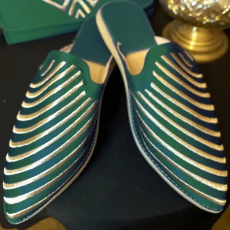 Babouche Amwaj Vert Royal | شربيل أمواج أخضرملكي