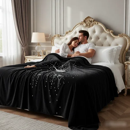 Multifunction Waterproof Blanket for Couples Soft Cozy Reversible Solid Colour Double-sided Fleece Blanket