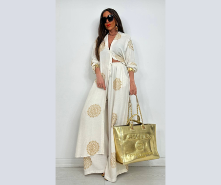 طقم نسائي أنيق من الكتان التركي