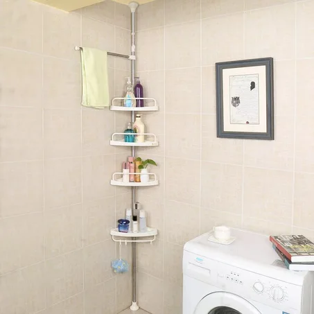 رف زاوية للحمام يتكون من 4 طبقات ، منظم ملحقات الحمام