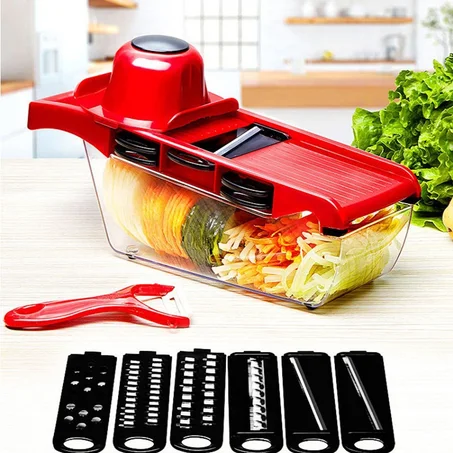 7 in 1 Multifunctional Vegetable Cutter Grater Food Slicers Shredders With 6 Blade Potatoes Carrots Manual Vegetable Cutting Tool