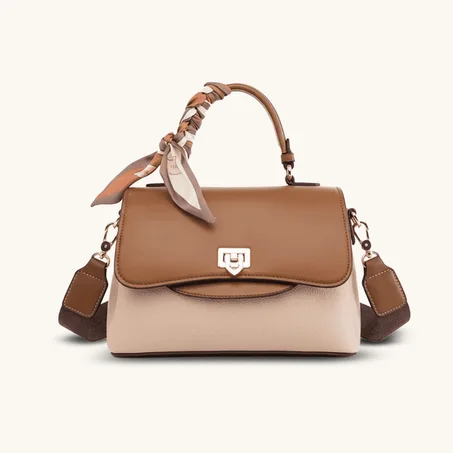 حقيبة نسائية ماركة (Kangaroo-m5) الأسترالية من الجلد الطبيعي مع الوشاح