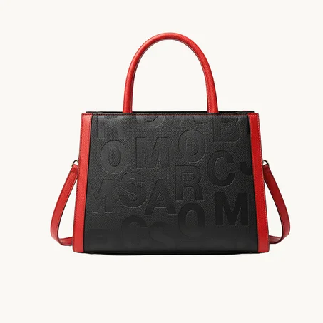 Kangaroo - 35 حقيبة استرالية جلد طبيعي مختوم ومقبض احمر اللون