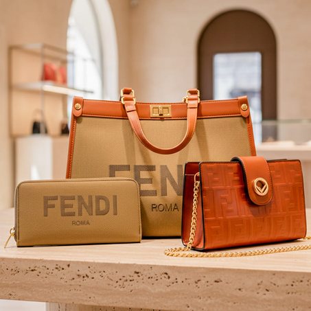 سيت حقائب ماركة (FENDI) الايطالية متكون من (3) حقائب