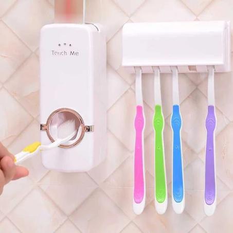 Distributeur Dentifrice Automatique avec Support Porte Brosses à Dents