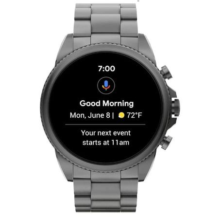 ساعة ذكية الجيل السادس للرجال من فوسيل ستانلس ستيل بلون رمادي داكن وسوار الستانلس دخاني FTW4059  2