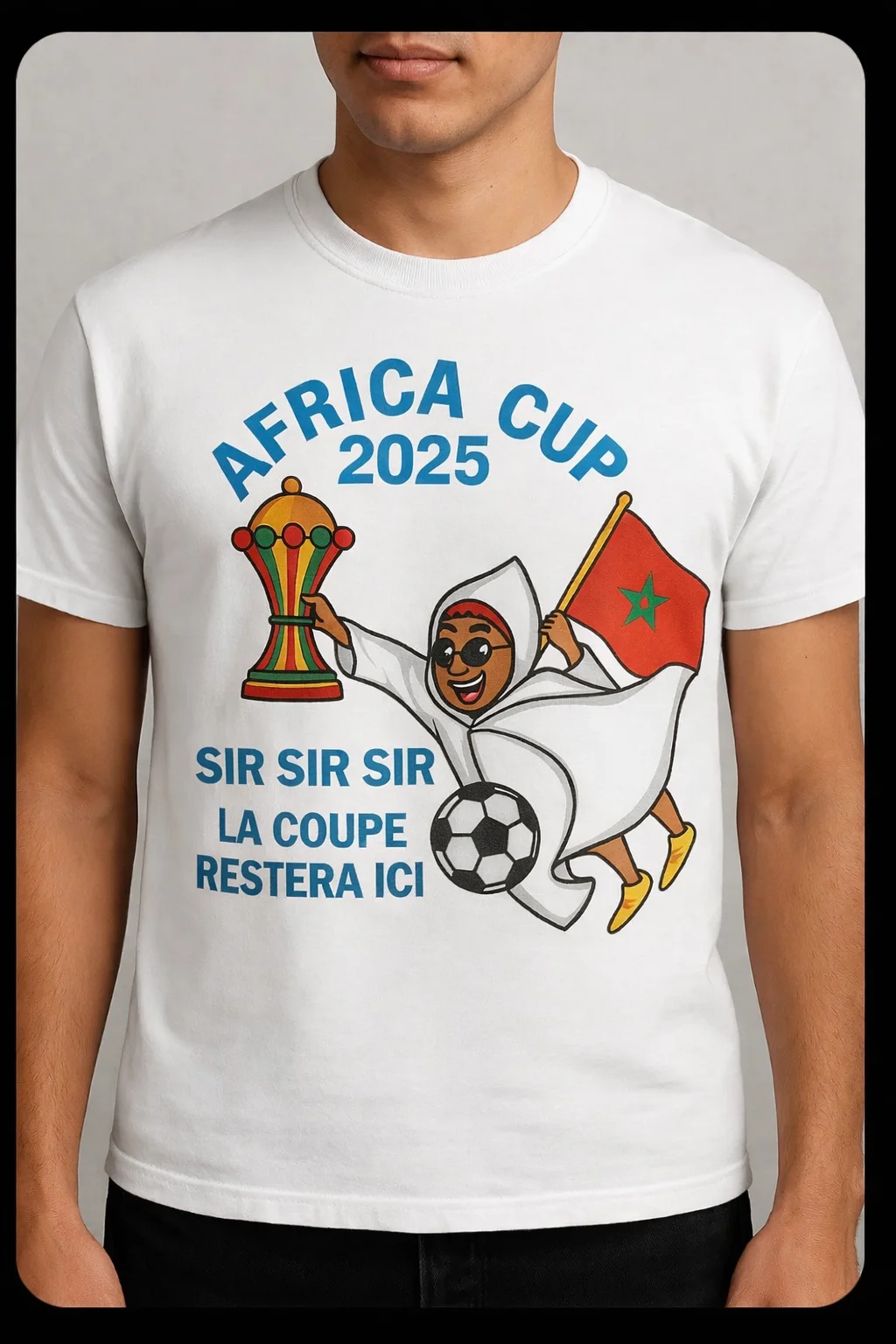 قميص احتفالي وتشجيعي للمغاربة  بعرس كأس إفريقيا 2025