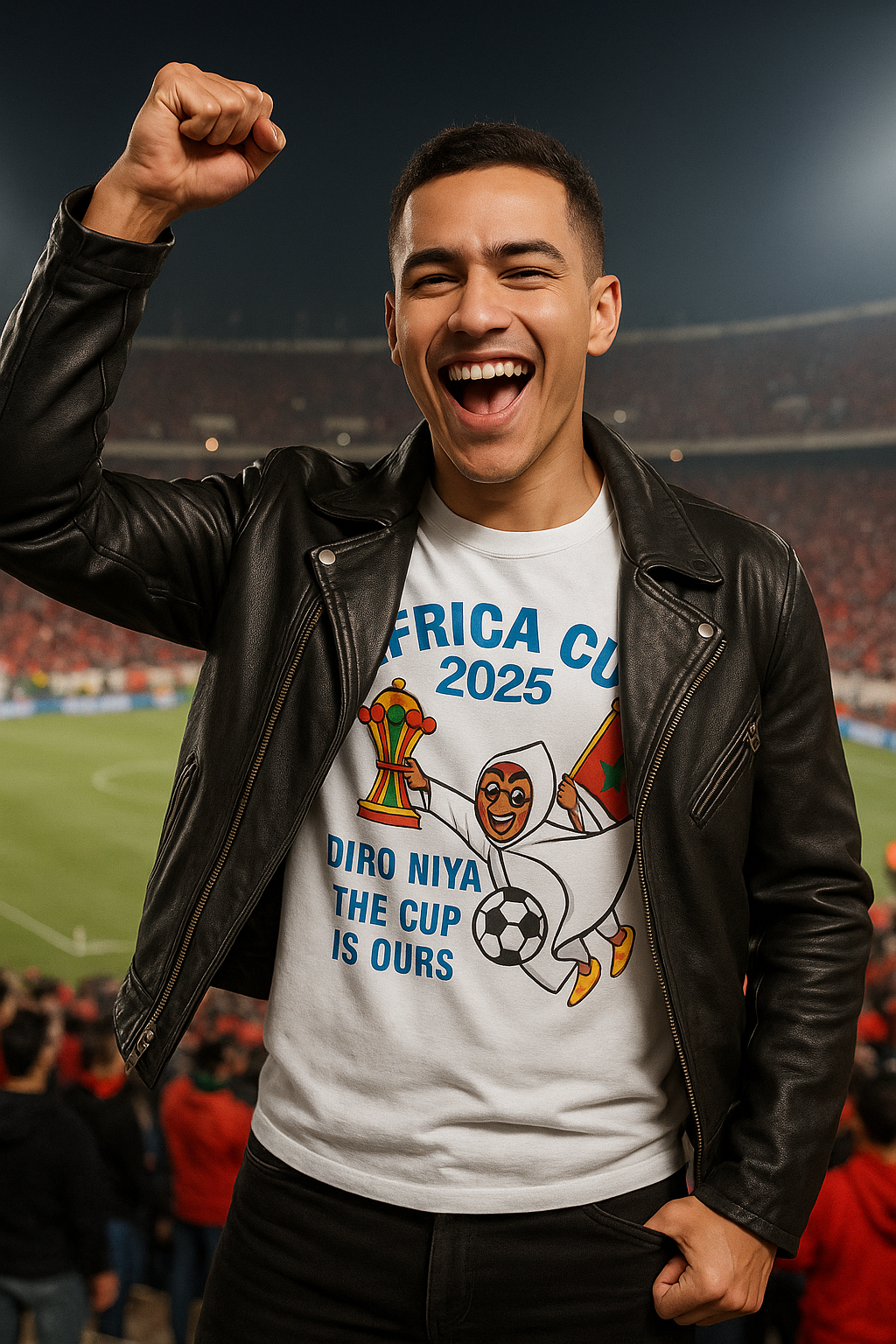 قميص احتفالي وتشجيعي للمغاربة  بعرس كأس إفريقيا 2025