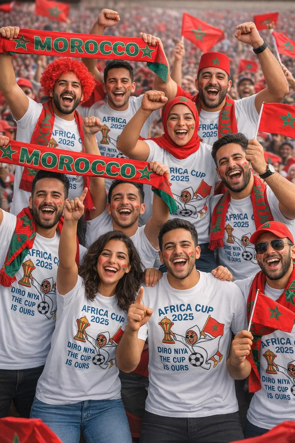 قميص احتفالي وتشجيعي للمغاربة  بعرس كأس إفريقيا 2025