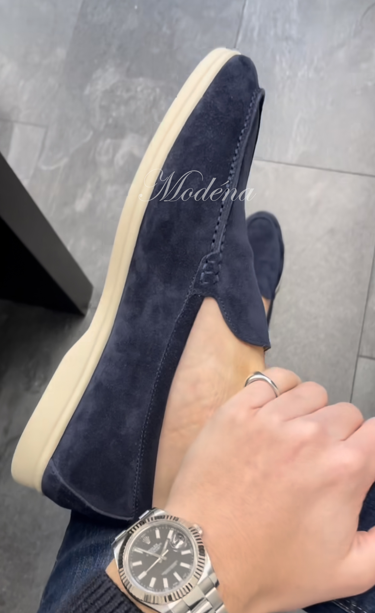 Mocassins Summer Walk en Daim Bleu nuit