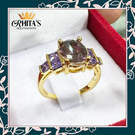 💍 خاتم فاخر بحجر كريستالي متدرج اللون
