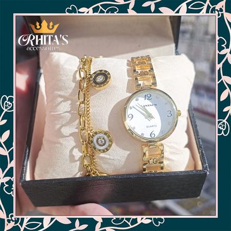 💫✨ ساعة CANSNOW الذهبية مع سوار الأحجار – لأن البساطة عنوان الفخامة ✨💫