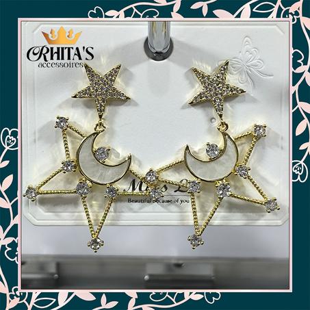 🌙✨ أقراط النجمة والهلال ✨🌙