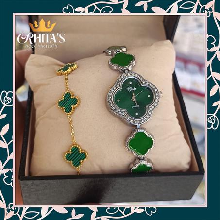 💚✨ طقم "زهرة الحظ" الملكي – لأناقة تزهر في كل لحظة! ✨💚