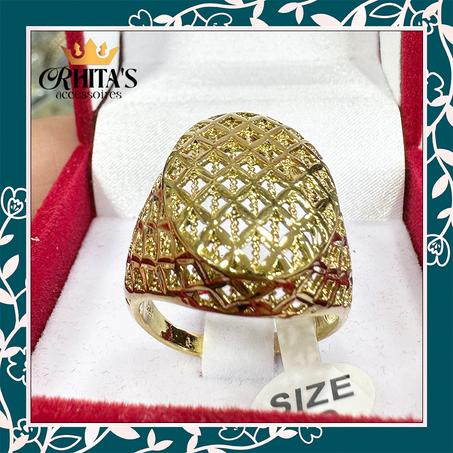 💍 خاتم نسائي بيضاوي فاخر بنمط زخرفي مفرغ