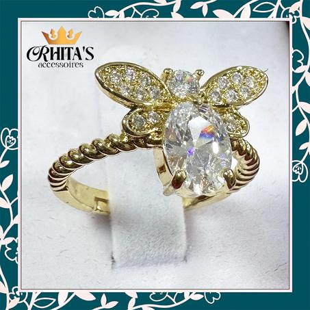 💍 خاتم نحلة فخم بكريستالات لامعة