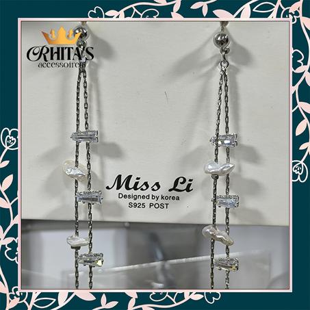 ✨ أقراط السلسلة الفضية الطويلة – تصميم كوري أنيق ✨