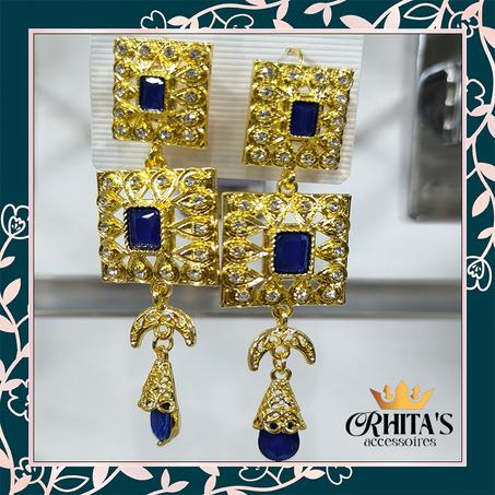 💫 أقراط "السلطانة" – فخامة الشرق وسحر الأحجار الكريمة