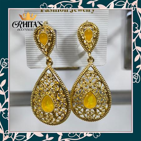 🌞 أقراط "شروق الذهب" – بديل الذهب الأصفر البراق 🌞✨💛