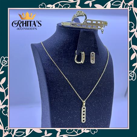 طقم إكسسوارات "الخط الذهبي" – تصميم مستطيل راقٍ