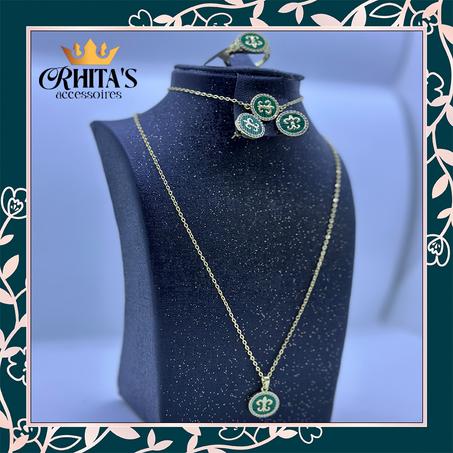 طقم إكسسوارات "الزمرد الملكي" – رمز الفخامة الراقية