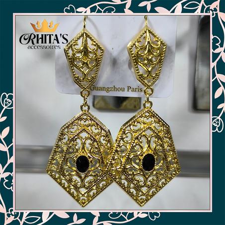 💎 أقراط "السحر الأسود" – تصميم شرقي هندسي فاخر