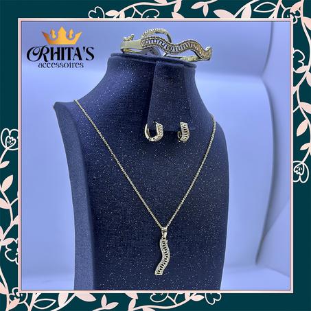 طقم إكسسوارات "الموجة الذهبية" – تصميم منحنٍ فاخر