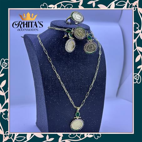 طقم إكسسوارات ملكي بتصميم العملة – لمسة تراثية فاخرة