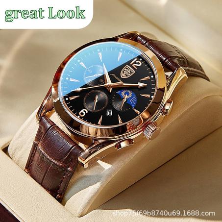 ساعة بيرتاسي للرجال : مقاومة للماء مع إضاءة ليلية وتقويم أنيق