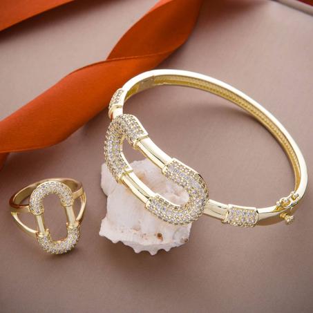 Ensemble Bague Et Bracelet En Acier Inoxydable