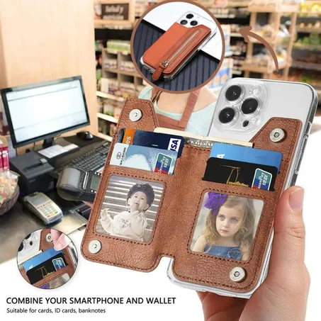 محفظة جلدية خلفية للهاتف متعددة الجيوب