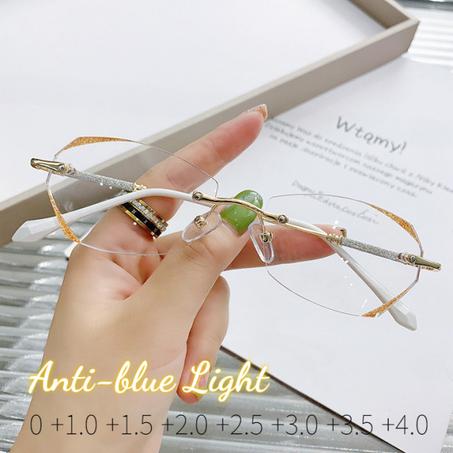 نظارات قراءة عصرية بدون إطار مضادة للضوء الأزرق