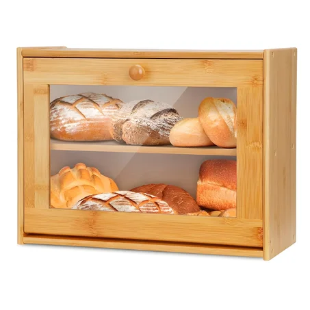 صندوق تخزين الخبز الخشبي