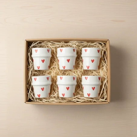 Petites tasses décorées de cœurs