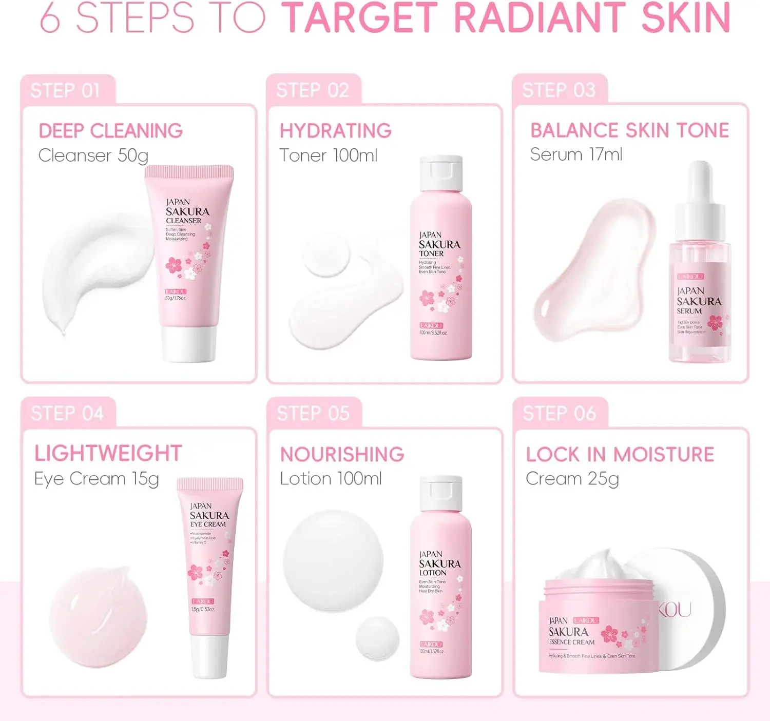 مجموعة الساكورا اليابانية للعناية بالبشرة — ترطيب وإشراقة