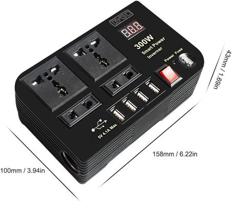 كهرباء منزلك في سيارتك: محول طاقة متعدد المنافذ 300 واط لشحن بلا توقف