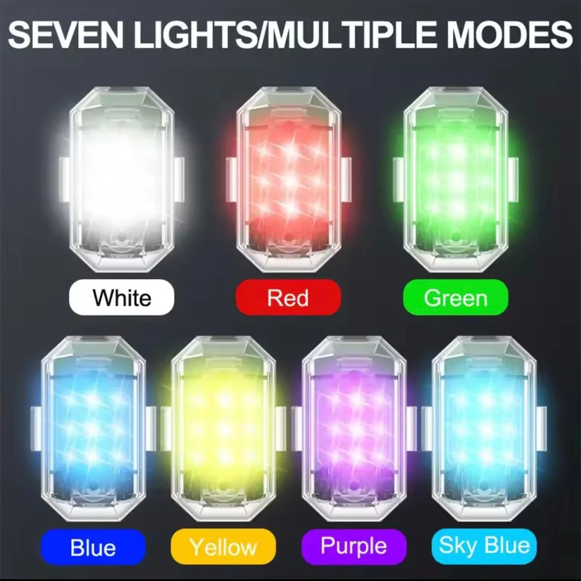 BTFO Lot de 4 Lumières Stroboscopiques à LED, 8 Couleurs de Feux d