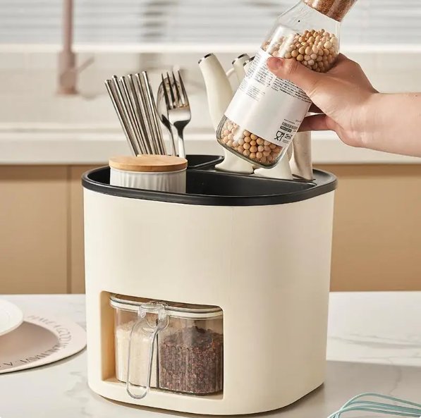 Storage Bucket and Spice Box  تخزين المطبخ متعدد الاستخدام