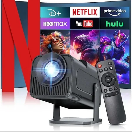 جهاز عرض 4K صغير محمول 1080P 300 Ansi مع واي فاي 6 وبلوتوث 5.0 نظام تشغيل اندرويد 11.0 الذكي حامل قابل للتعديل 180 180 درجة 1920 x 1080، ايتيلايف، أزرق