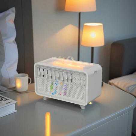 Dispositivo 3 en 1 para el sueño con altavoz, humidificador e iluminación.